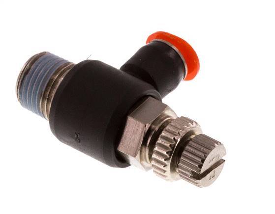 Flow Control Silencer Meter-In Elbow 4 mm - R1/8'' Brass/PBT