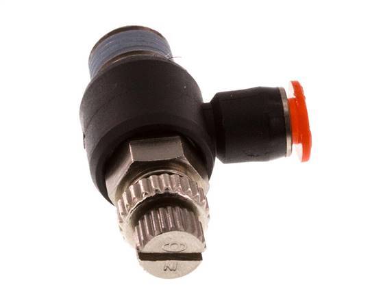 Flow Control Silencer Meter-In Elbow 4 mm - R1/8'' Brass/PBT