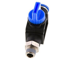 Válvula manual de cierre de 3/2 vías 8 mm - R1/8'' Plástico/Latón Ventilación por el lado de la rosca