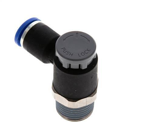 Flow Control Valve Meter-Out Elbow 8 mm - R3/8'' Brass/PA 66 Locknut