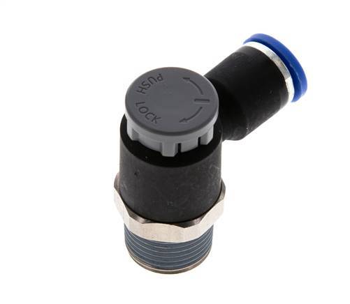 Flow Control Valve Meter-Out Elbow 8 mm - R3/8'' Brass/PA 66 Locknut