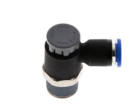 Flow Control Valve Meter-Out Elbow 8 mm - R3/8'' Brass/PA 66 Locknut