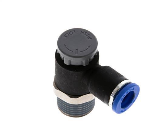 Flow Control Valve Meter-Out Elbow 8 mm - R3/8'' Brass/PA 66 Locknut