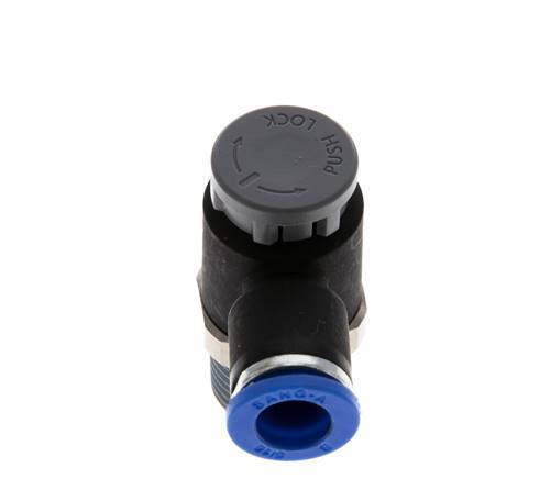 Flow Control Valve Meter-Out Elbow 8 mm - R3/8'' Brass/PA 66 Locknut
