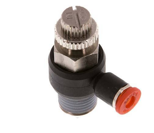 Flow Control Silencer Meter-In Elbow 4 mm - R1/4'' Brass/PA 66