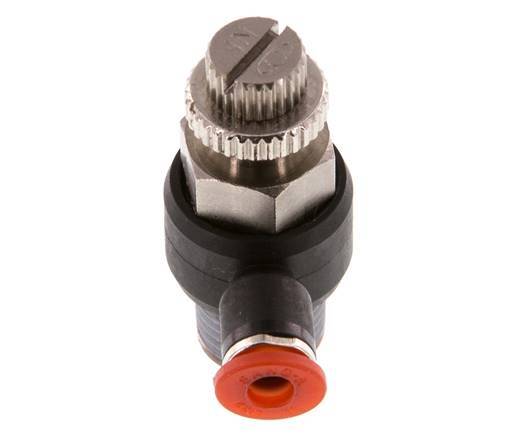 Flow Control Silencer Meter-In Elbow 4 mm - R1/4'' Brass/PA 66