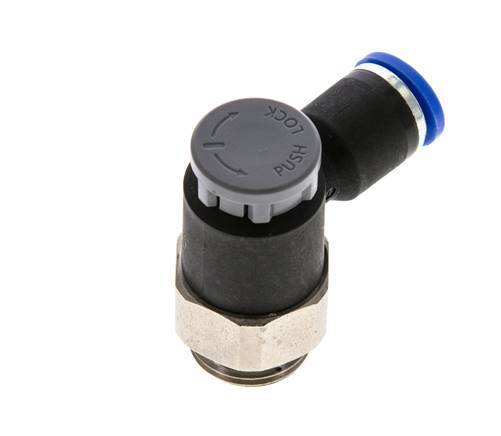 Válvula reguladora de caudal Codo de salida de contador 8 mm - G3/8'' Latón/PA 66 Tuerca de seguridad