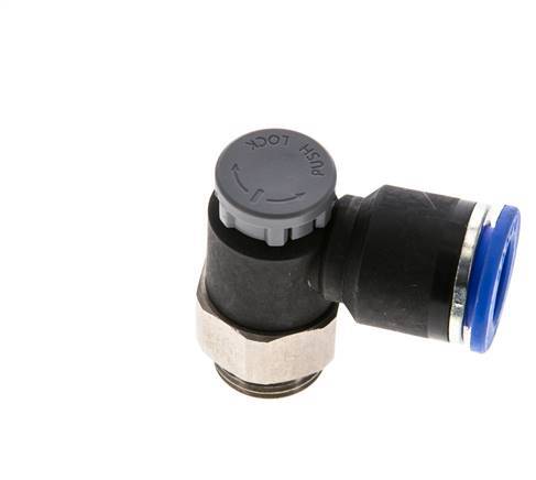 Flow Control Valve Meter-Out Elbow 12 mm - G3/8'' Brass/PA 66 Locknut