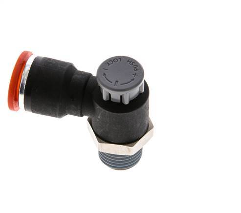 Flow Control Valve Meter-In Elbow 10 mm - R1/4'' Brass/PA 66 Locknut
