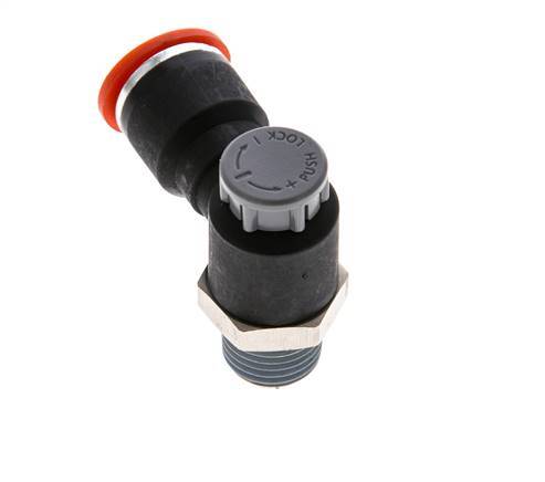 Flow Control Valve Meter-In Elbow 10 mm - R1/4'' Brass/PA 66 Locknut