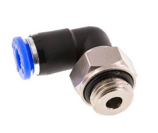 Codo de 6 mm y G1/4'' Junta giratoria con rosca macho Latón niquelado/PBT NBR Giratorio