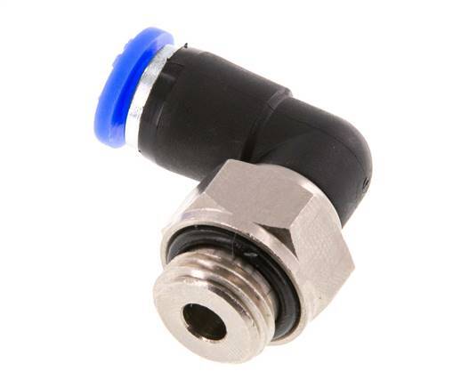 Codo de 6 mm y G1/4'' Junta giratoria con rosca macho Latón niquelado/PBT NBR Giratorio