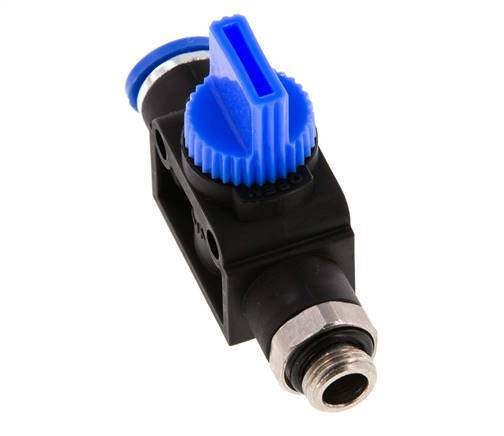 Válvula manual de cierre de 3/2 vías de 8 mm - G1/8'' Plástico/Latón Ventilación del lado del tubo