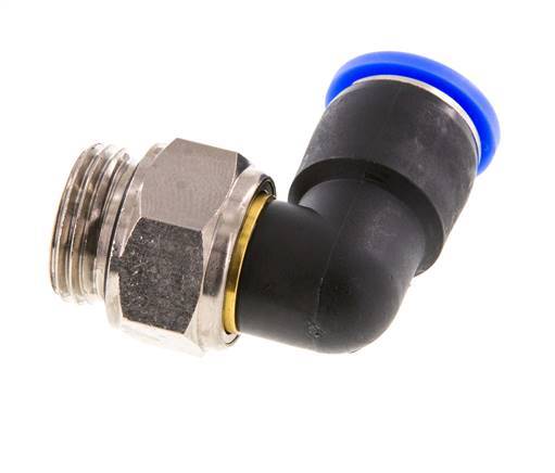 Codo de 12 mm y G1/2'' Junta giratoria con rosca macho de latón niquelado/PBT NBR giratorio