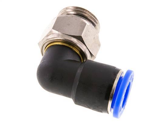 Codo de 12 mm y G1/2'' Junta giratoria con rosca macho de latón niquelado/PBT NBR giratorio