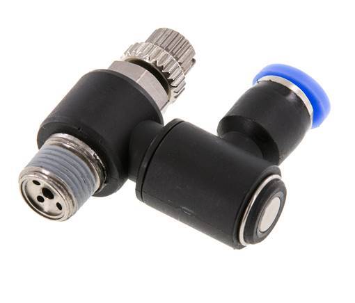 Flow Control Silencer Meter-Out Rotatable 4 mm - R1/8'' Brass/PA 66