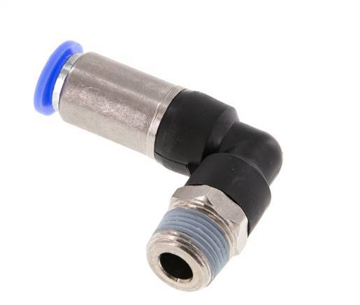 Racor rápido 10mm y R3/8'' Codo autoblocante macho Latón/PBT 0-10bar (0-145psi)