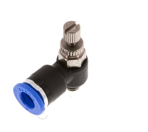 Flow Control Silencer Meter-Out Elbow 6 mm - M5 Brass/PA 66
