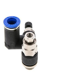 Silenciador de control de flujo Medidor de salida giratorio de 8 mm - G1/8''-M5 Latón/PA 66 con válvula de retención accionada por piloto