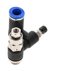 Silenciador de control de flujo Medidor de salida giratorio de 8 mm - G1/8''-M5 Latón/PA 66 con válvula de retención accionada por piloto