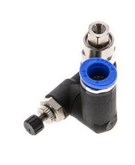 Silenciador de control de flujo Medidor de salida giratorio de 8 mm - G1/8''-M5 Latón/PA 66 con válvula de retención accionada por piloto
