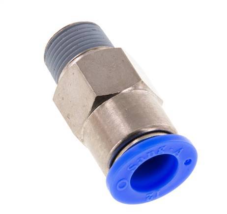 Push-In Fitting 8mm & R1/8'' Male Auto Shut-Off Brass/PBT 0-10bar (0-145psi)