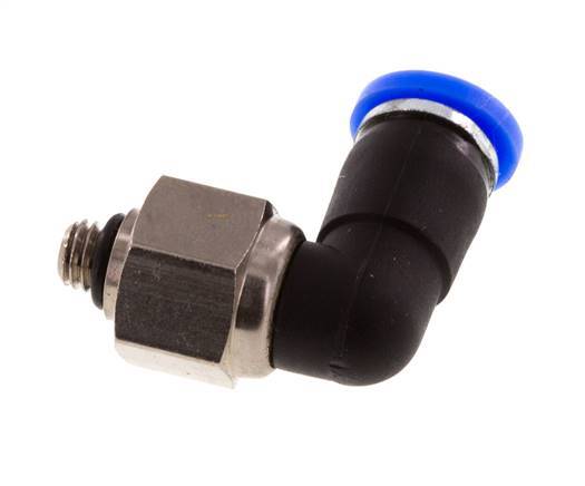 4mm & M5 Elbow Swivel Joint Push-In-Male Threads Nickel-Plated Brass/PBT NBR Rotatable
