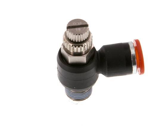 Silenciador de control de flujo Codo de entrada al medidor 6 mm - R1/8'' Latón/PA 66