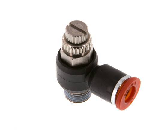 Silenciador de control de flujo Codo de entrada al medidor 6 mm - R1/8'' Latón/PA 66