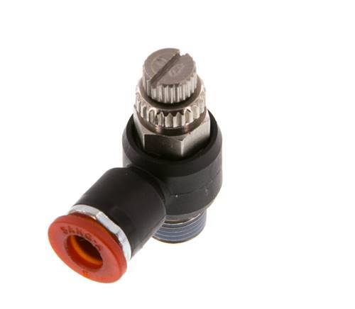 Silenciador de control de flujo Codo de entrada al medidor 6 mm - R1/8'' Latón/PA 66