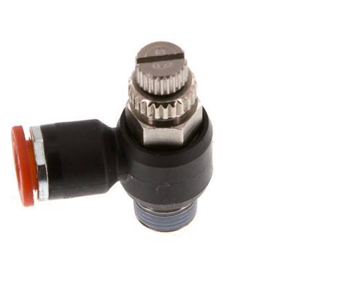 Silenciador de control de flujo Codo de entrada al medidor 6 mm - R1/8'' Latón/PA 66