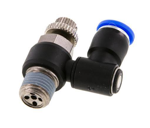 Silenciador de control de flujo Meter-Out Giratorio 8 mm - R1/4'' Latón/PA 66