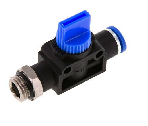 3/2-Way Shut-Off Hand Valve 8 mm - G1/4'' Plastic/Brass Thread-side venting
