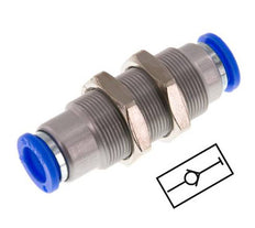 Push-In Fitting 6mm Auto Shut-Off Brass/PBT Bulkhead 0-10bar (0-145psi)
