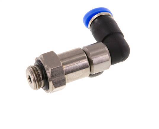 Codo de 4mm y G1/8'' Junta giratoria rápida Rosca macho Niquelada Latón/PBT NBR Giratorio