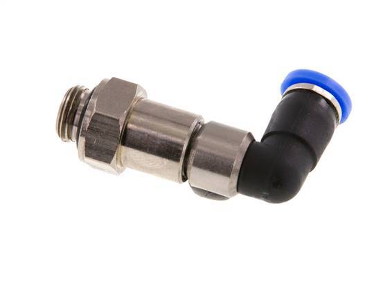 Codo de 4mm y G1/8'' Junta giratoria rápida Rosca macho Niquelada Latón/PBT NBR Giratorio