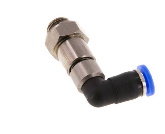Codo de 4mm y G1/8'' Junta giratoria rápida Rosca macho Niquelada Latón/PBT NBR Giratorio