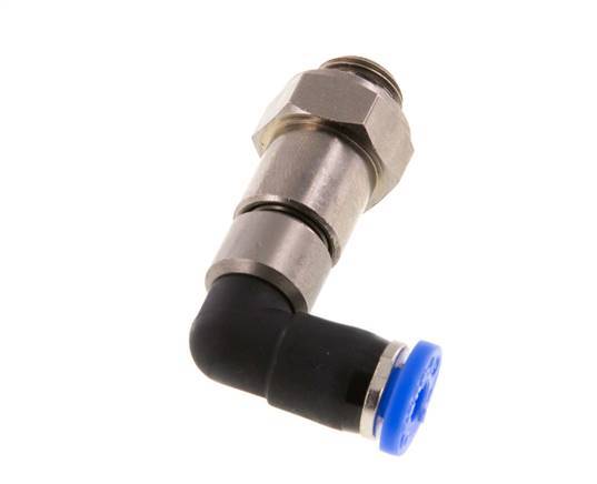 Codo de 4mm y G1/8'' Junta giratoria rápida Rosca macho Niquelada Latón/PBT NBR Giratorio