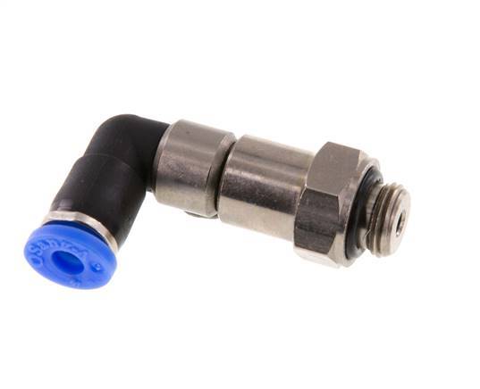 Codo de 4mm y G1/8'' Junta giratoria rápida Rosca macho Niquelada Latón/PBT NBR Giratorio