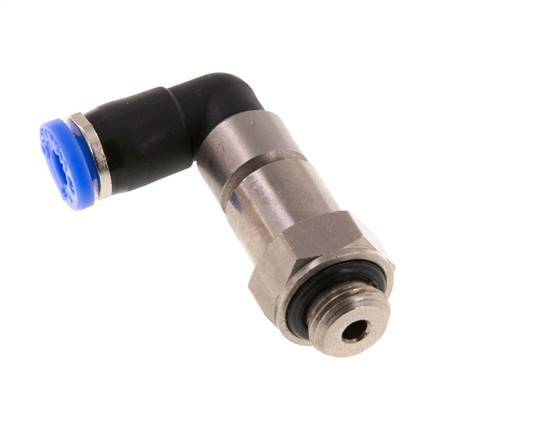 Codo de 4mm y G1/8'' Junta giratoria rápida Rosca macho Niquelada Latón/PBT NBR Giratorio