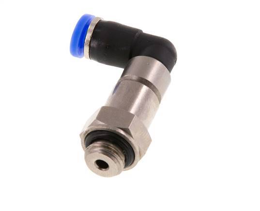 Codo de 4mm y G1/8'' Junta giratoria rápida Rosca macho Niquelada Latón/PBT NBR Giratorio