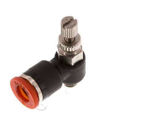 Flow Control Silencer Meter-In Elbow 6 mm - M5 Brass/PA 66