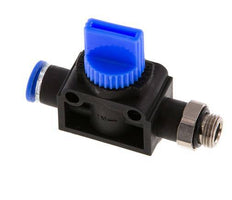 Válvula manual de cierre de 3/2 vías 6 mm - G1/8'' Plástico/Latón Ventilación por el lado de la rosca