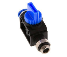 Válvula manual de cierre de 3/2 vías 6 mm - G1/8'' Plástico/Latón Ventilación por el lado de la rosca