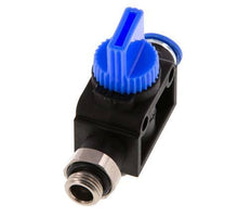 Válvula manual de cierre de 3/2 vías 6 mm - G1/8'' Plástico/Latón Ventilación por el lado de la rosca