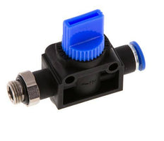 Válvula manual de cierre de 3/2 vías 6 mm - G1/8'' Plástico/Latón Ventilación por el lado de la rosca
