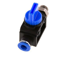 Válvula manual de cierre de 3/2 vías 6 mm - G1/8'' Plástico/Latón Ventilación por el lado de la rosca