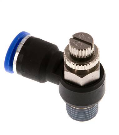 Silenciador de control de flujo Codo de salida del medidor 10 mm - R1/4'' Latón/PA 66