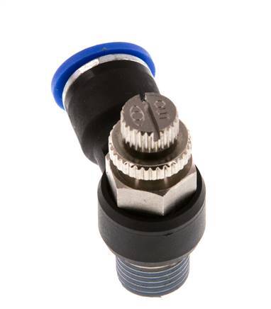 Silenciador de control de flujo Codo de salida del medidor 10 mm - R1/4'' Latón/PA 66