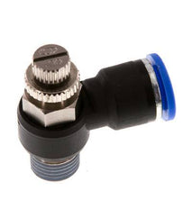 Silenciador de control de flujo Codo de salida del medidor 10 mm - R1/4'' Latón/PA 66